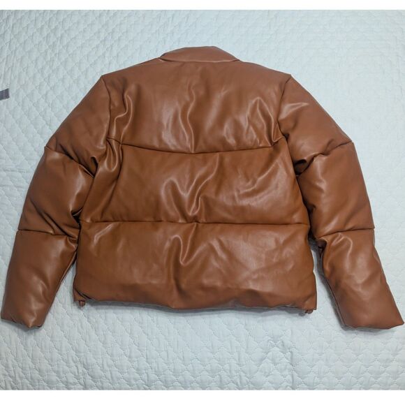 🤎 The Drop Priscilla Vegan Leather Puffer Size M NWT - Picture 6 of 12